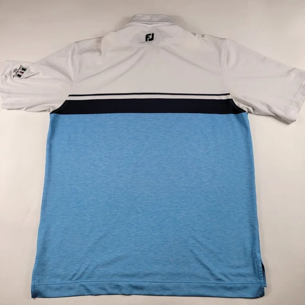 FootJoy Mens XL John Hall Cup 2018 Short Sleeve Blue White Solid Polo